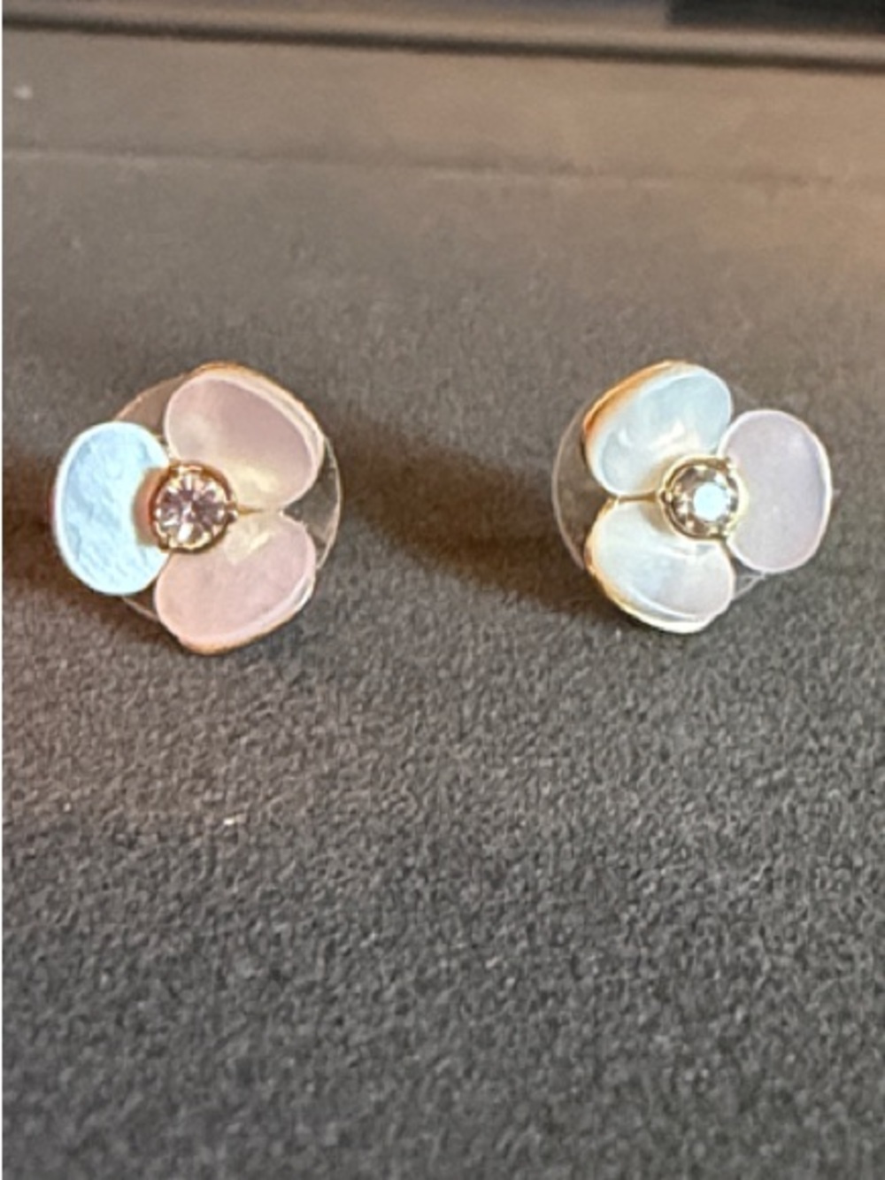 Kate Spade Delicate Mother of Pearl Flower Stud Earrings with Crystal Center